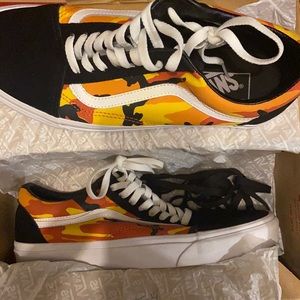 Classic Orange and Black Camo Vans Size 10W/8.5M